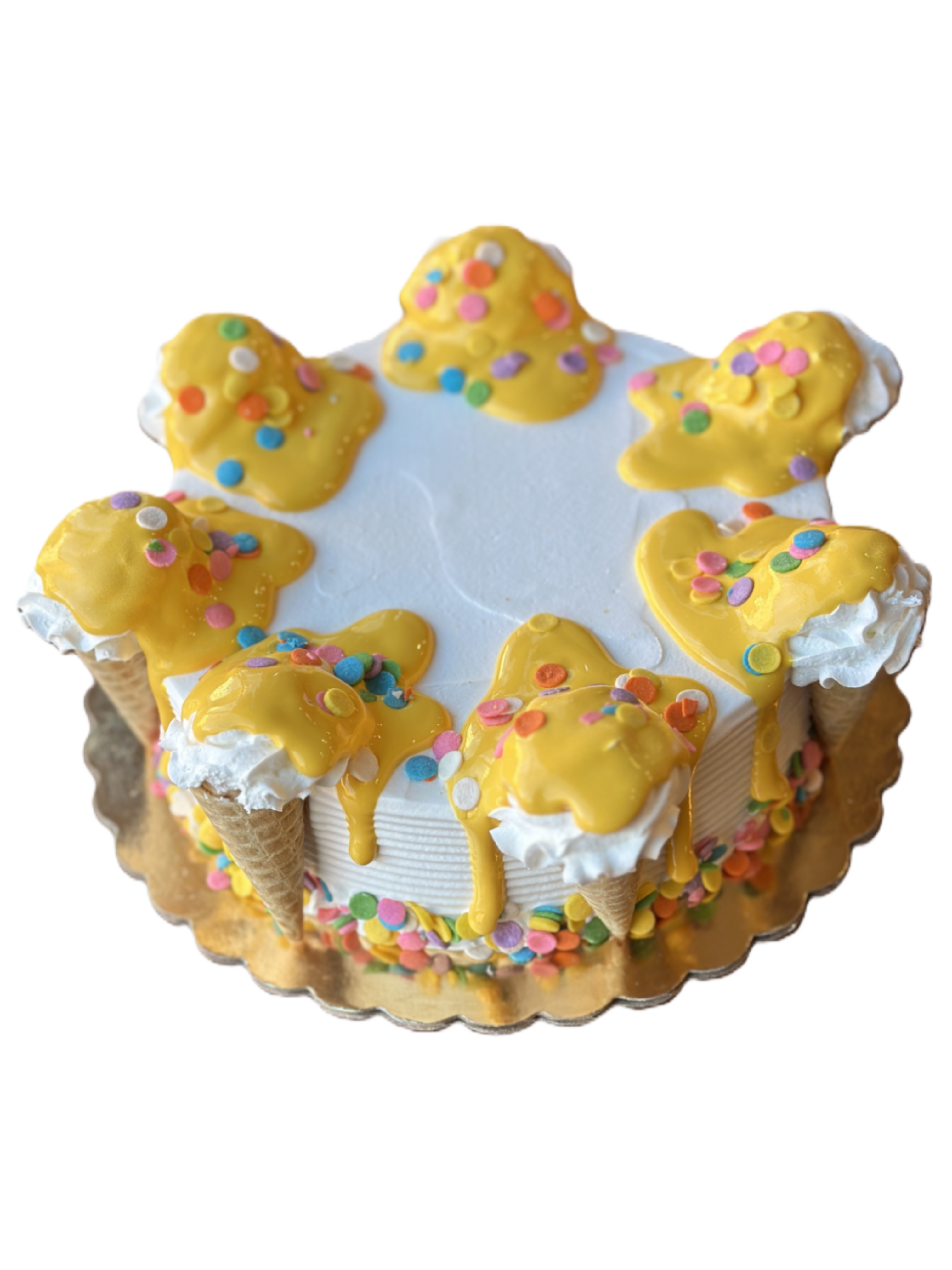 Mini Yellow Side Cone Drip Cake