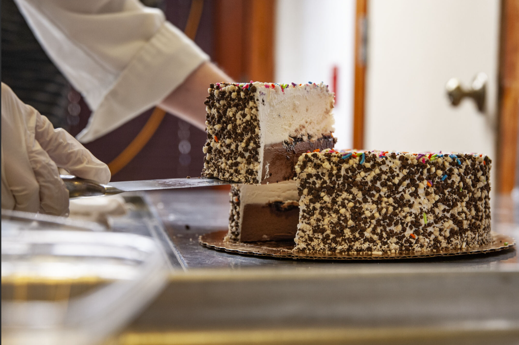 Slice of Sprinkle Crunch Cake