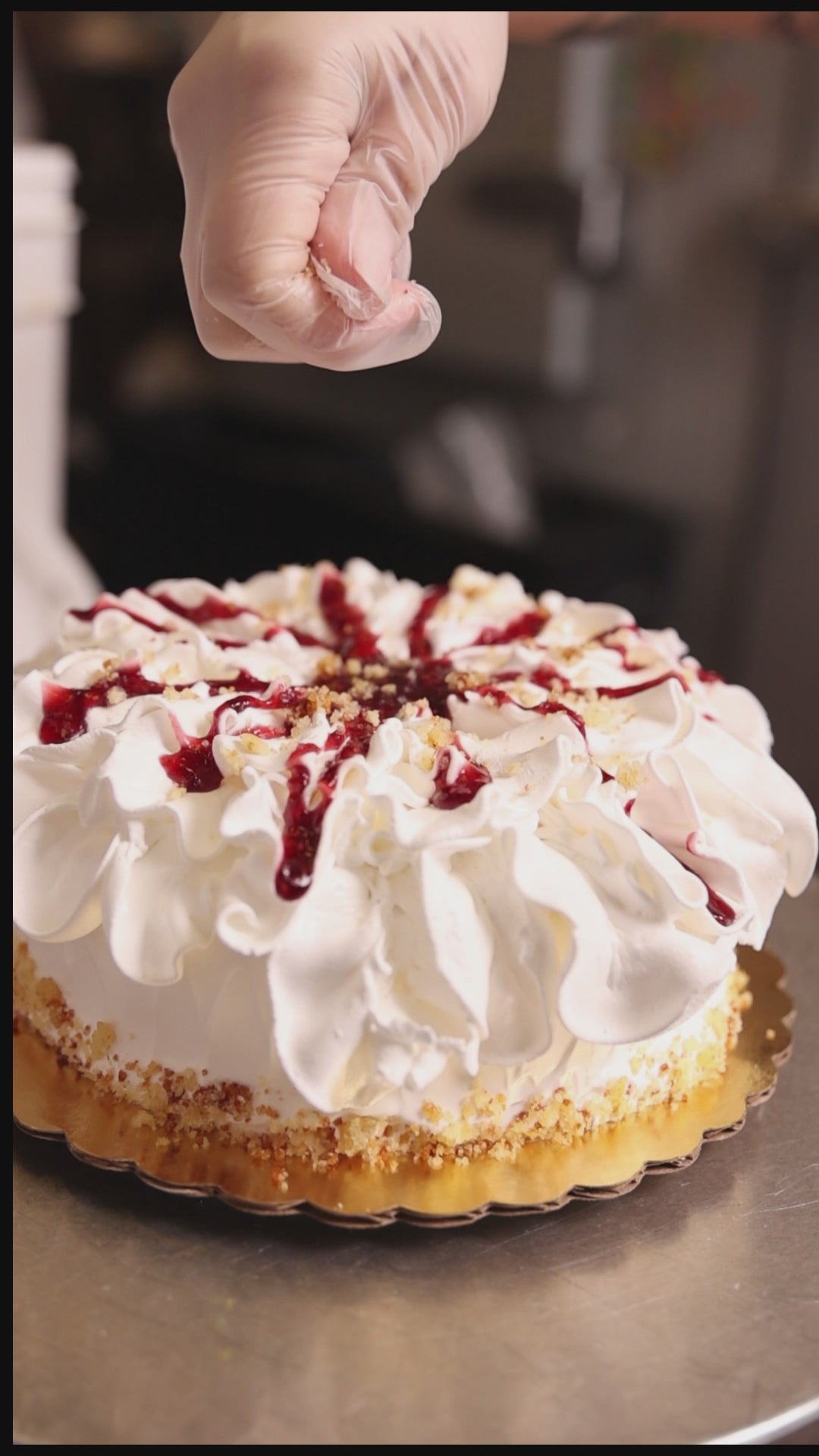 Load video: Mini Strawberry Ruffle Cake